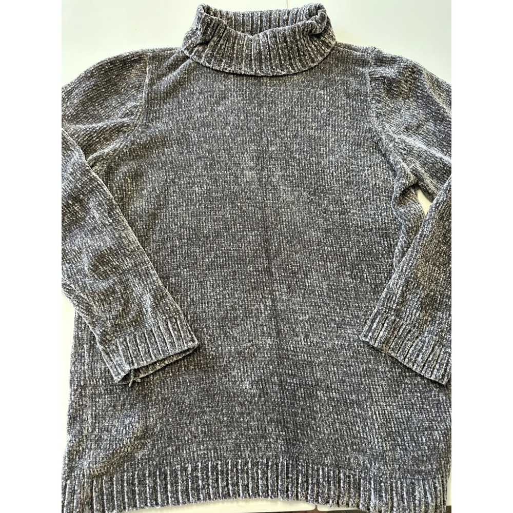 Karen Scott Womens XL Grey Chenille Turtleneck Sweater Long Sleeve Soft Knit